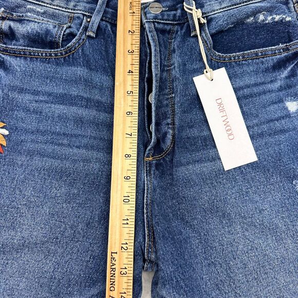 NWT Driftwood Jordie Mom Jeans 30X27 Embroidered Floral Button-Fly Straight - Picture 6 of 15